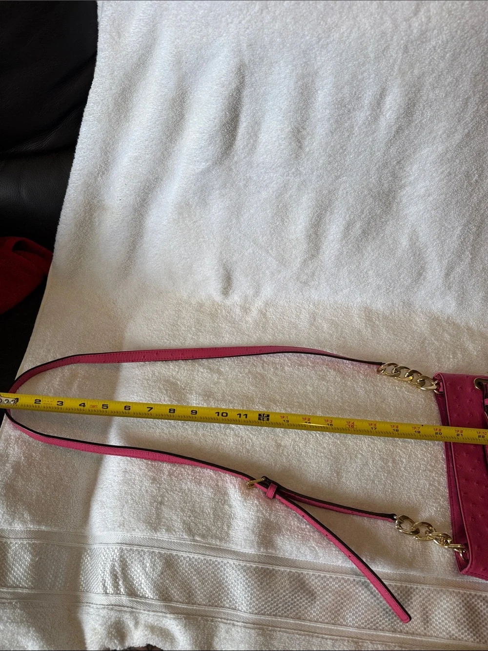 Michael Kors Hot Pink Ostrich-Embossed Crossbody with Gold Hardware
